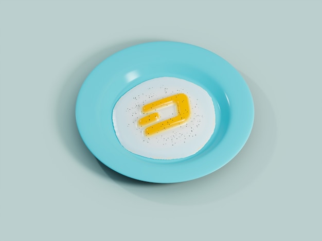 Foto moeda criptográfica dash gema de ovo lado ensolarado para cima café da manhã ilustração 3d renderização