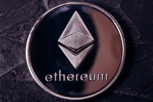 Moeda da moeda criptográfica close-up do ethereum