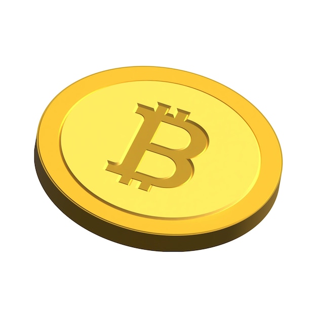 Foto moeda de bitcoin dourada 3d isolada no fundo branco