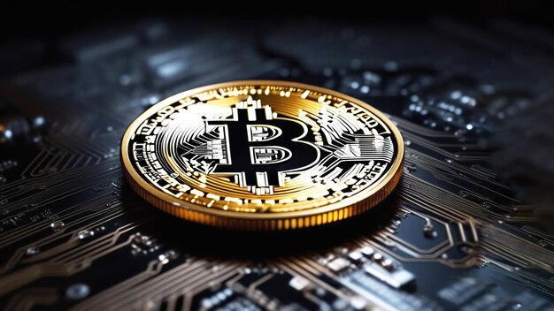 Foto moeda de criptomoeda moeda digital bitcoin fundo tecnológico abstrato dinheiro digital