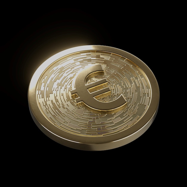 Foto moeda de euro moeda de ouro realista ilustração 3d isolada mínima fundo