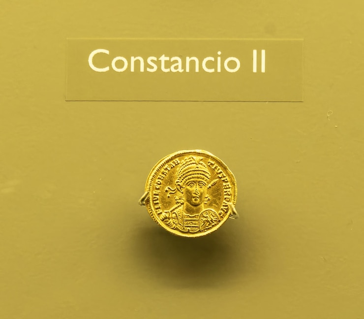 Foto moeda de ouro de constâncio ii