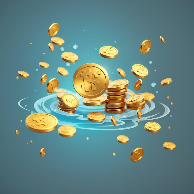 Moeda de ouro de dinheiro flutuante ícone de desenho animado vetorial ilustração ícone de finanças de negócios conceito isolado