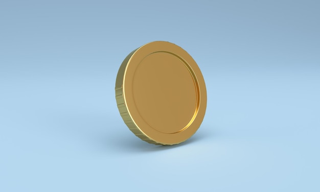 Moeda de ouro em branco no ícone de moedas 3D de fundo azul para banner da web e renderização em 3D do ícone de aplicativo móvel