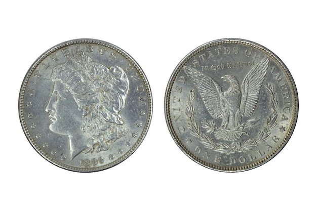 Foto moeda de prata dos estados unidos de 1 dólar morgan 1889 com águia