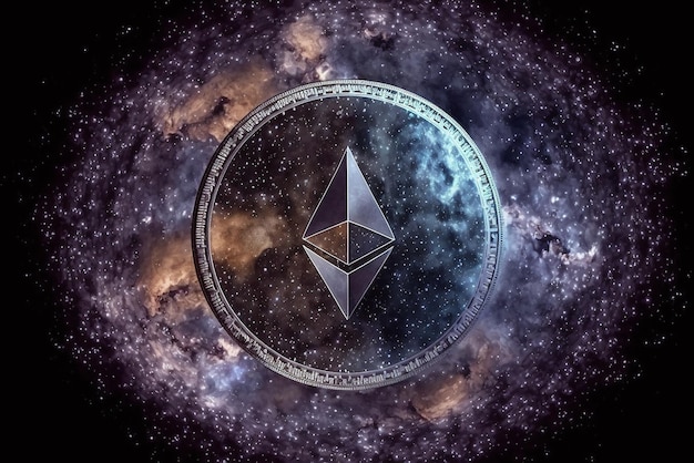 Moeda digital Ethereum no espaço Ai gerou arte