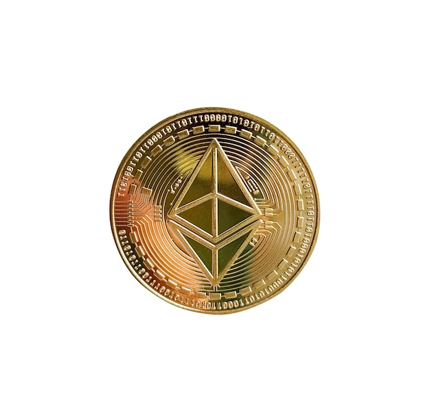Moeda Etherium isolada no fundo branco