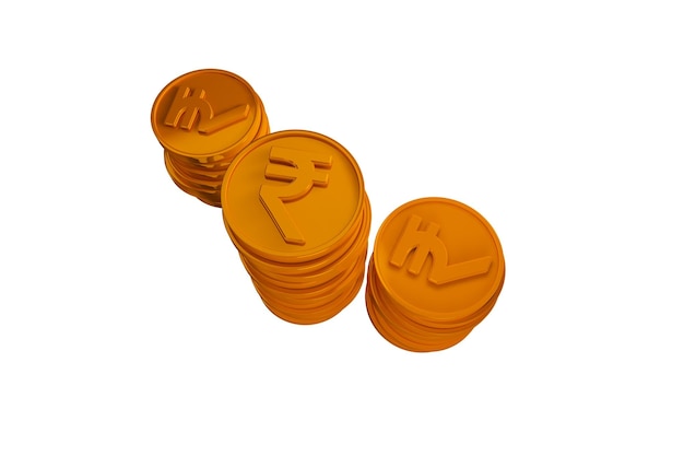 Moeda laranja com o símbolo da rupia no topo