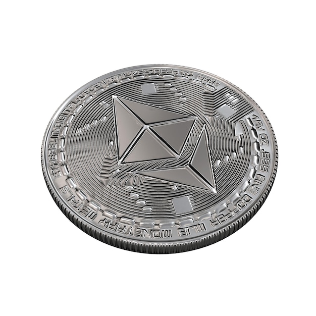 Moedas criptográficas Ethereum em prata