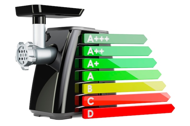 Moedor de carne com gráfico de eficiência energética renderização em 3D