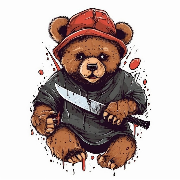 Mörder-Teddybär-Vektorillustration für T-Shirt