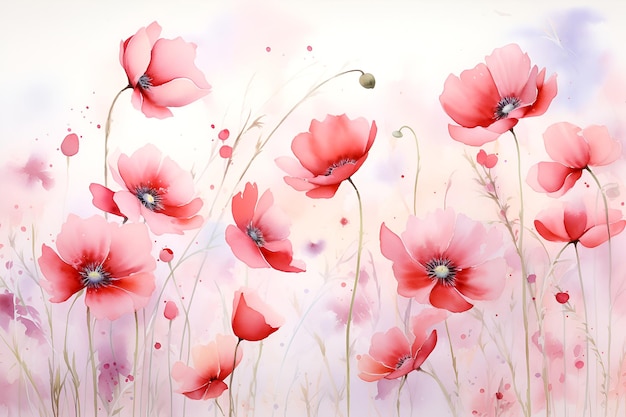 Mohnblumen-Aquarell-Illustration