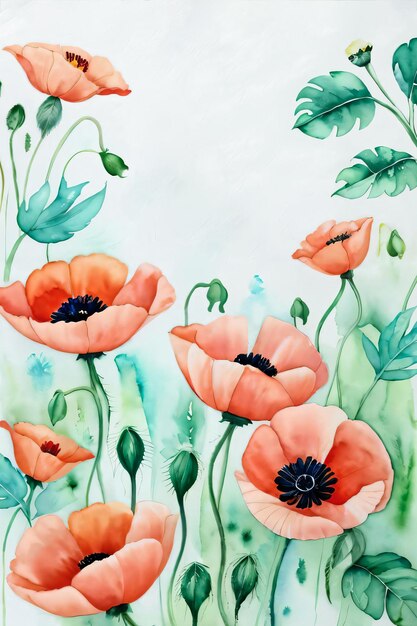 Mohnblumen-Hintergrund im Aquarell-Stil für Texttapeten