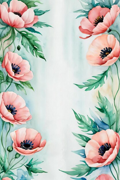 Mohnblumen-Hintergrund im Aquarell-Stil für Texttapeten