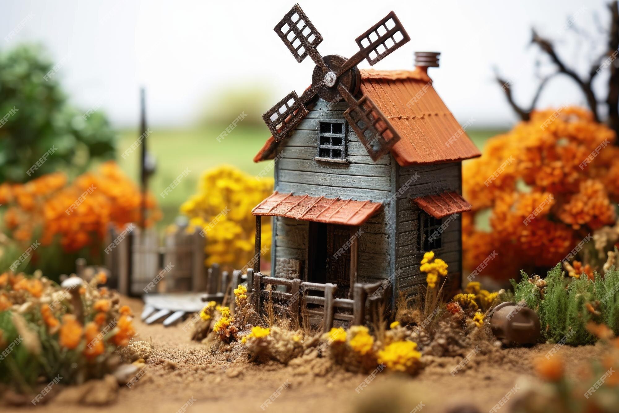 Miniatura Moinho De Vento Cenário Maquete Diorama Brinquedo