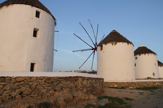 Moinhos de vento na ilha de Mykonos Grécia