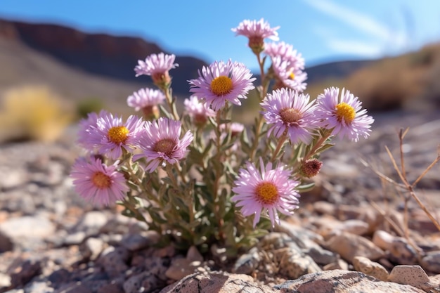 Mojave aster flores meciéndose en una suave brisa creada con ai generativo