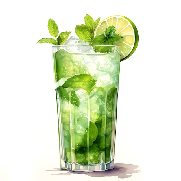 Mojito Aquarell kühles Sommergetränk