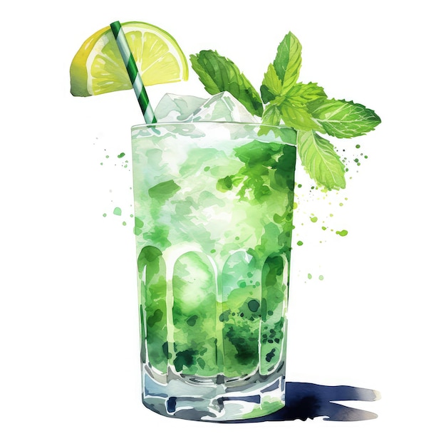 Mojito-Aquarellillustration generative KI