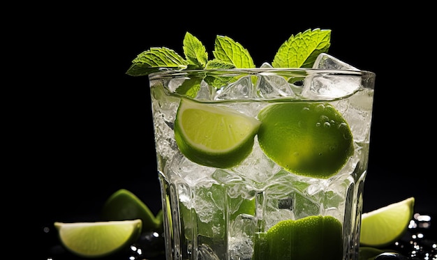 Mojito-Cocktail auf schwarzem Hintergrund