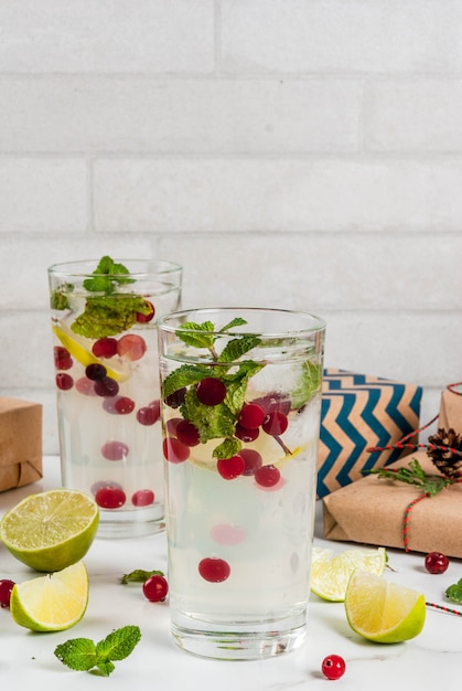 Mojito-Cocktail mit Preiselbeeren