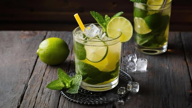 Mojito com hortelã-limão e gelo