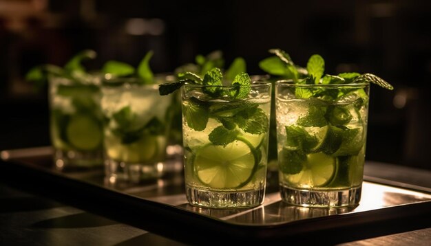 Mojito fresco con lima y menta generado por IA