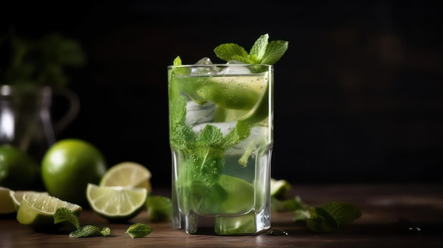 Un mojito con limas al lado