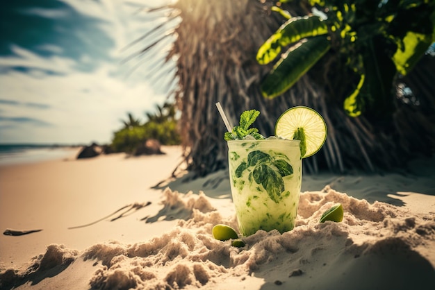 Foto mojito en la playa