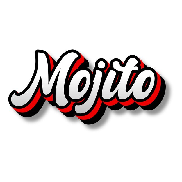 Mojito Texto 3D Prata Vermelho Preto Branco Fonte Foto JPG