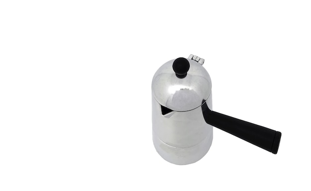 Moka-Kanne Italienische Kaffeemaschine isoliert auf weißem Hintergrund mit Kopierraum Moka-Kaffee