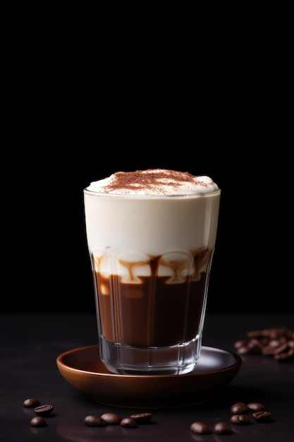 Foto mokka-kaffee im glas auf der tischplatte, ki generiert