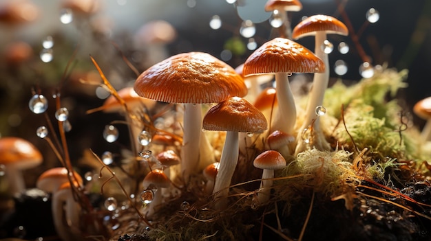Molde e cogumelos detalhados de close-up realista