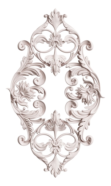 Foto moldura branca clássica com decoração de ornamento isolada renderização em 3d