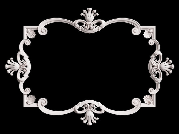 Moldura branca clássica com decoração ornamentada