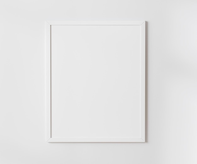 Foto moldura branca em branco na maquete de parede branca 45 proporção 40x50 cm 16 x 20 polegadas maquete de moldura de cartaz renderização em 3d