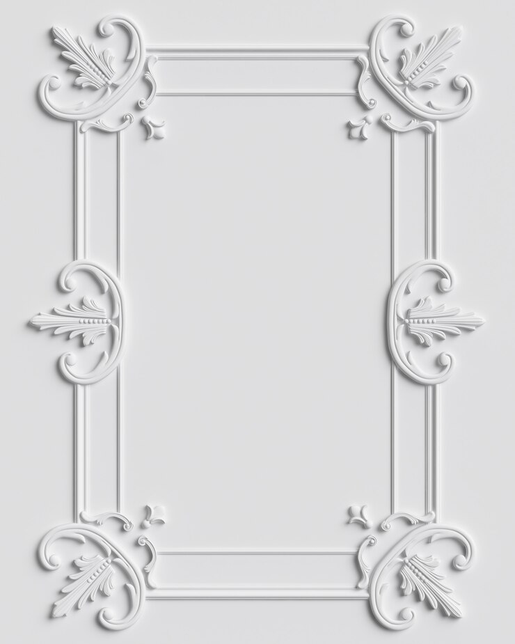 Moldura clássica com decoração de ornamento na parede branca