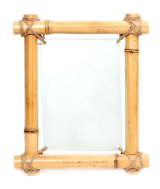 moldura de bambu com centro de placa de vidro em branco