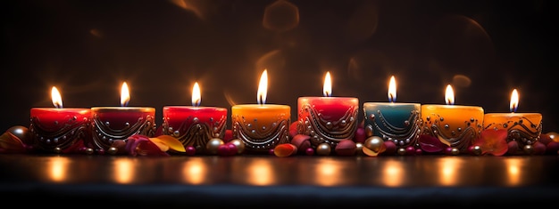 Moldura de borda de velas diwali