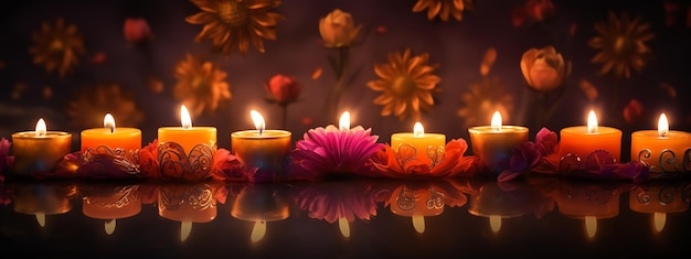 Moldura de borda de velas diwali