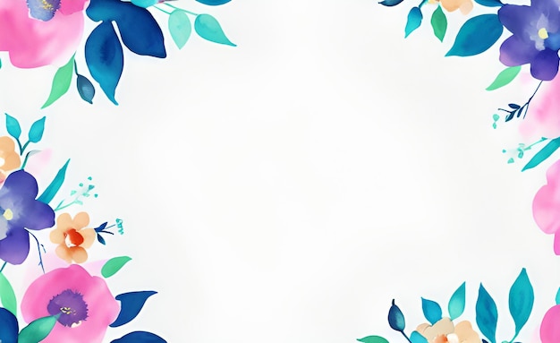 Moldura de flor em aquarela contra um fundo caprichoso