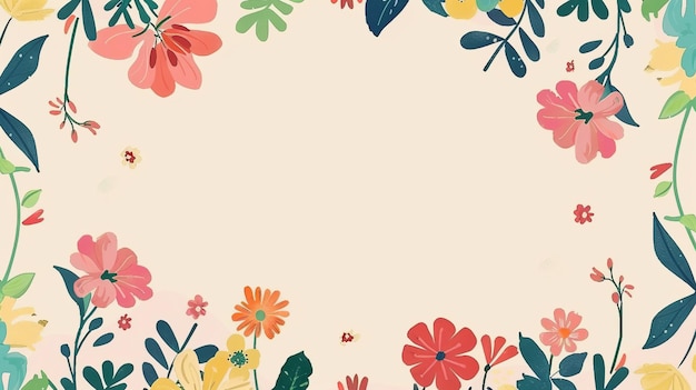 moldura de flores de ilustração plana