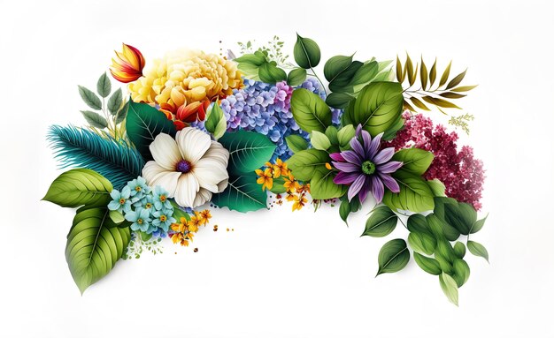 Foto moldura de flores e folhas para design de casamento