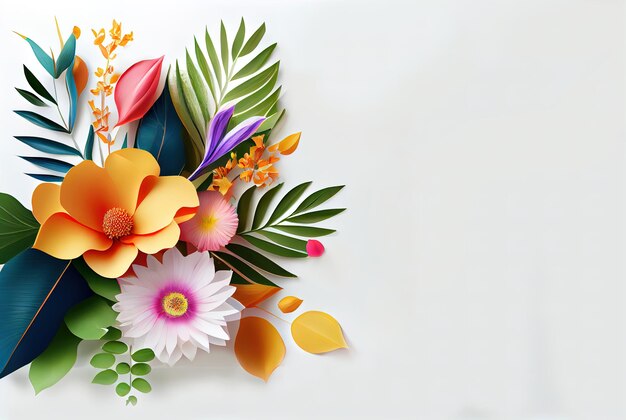Moldura de flores e folhas para design de casamento