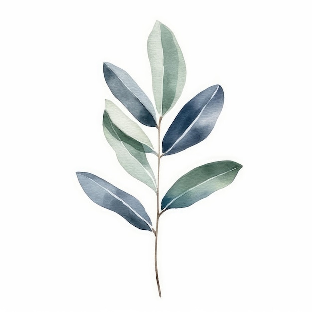 Moldura de folha de eucalipto em aquarela com design minimalista em fundo branco gerado por IA