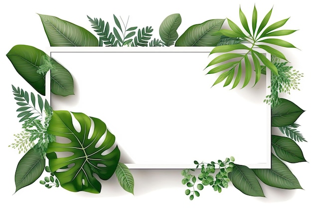 Moldura de folha verde com ilustração vetorial de fundo branco Feita por AIArtificial intelligence