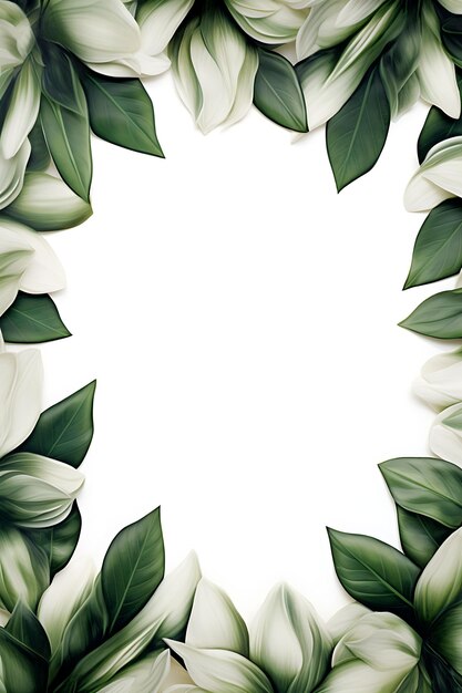 Moldura de folhas em fundo branco profissional de alta qualidade para suas necessidades de postagem em mídias sociais