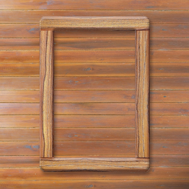 Foto moldura de madeira em fundo de madeira