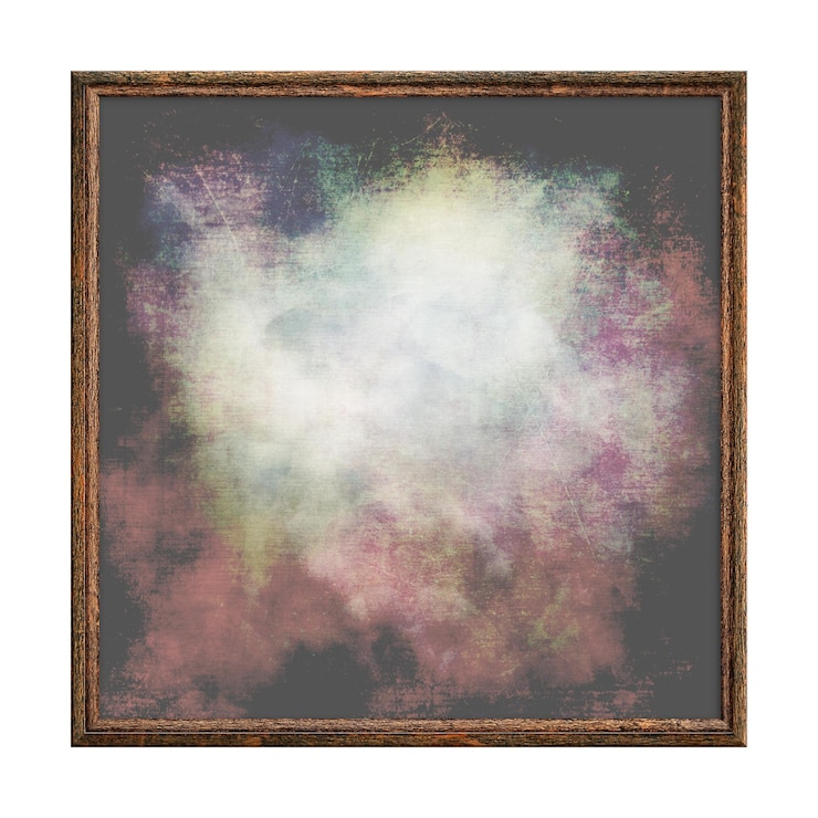 Foto moldura de madeira moldura quadrada marrom vazia com textura de preenchimento abstrato contrastante isolada em branco