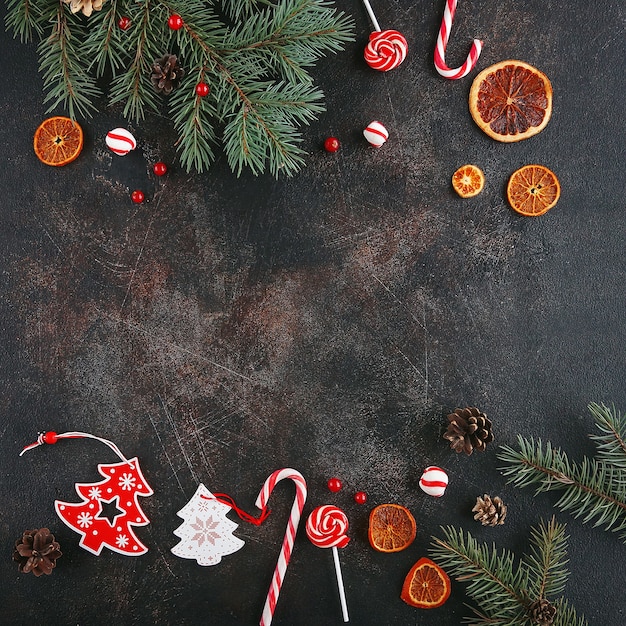 Moldura de Natal com elementos decorativos